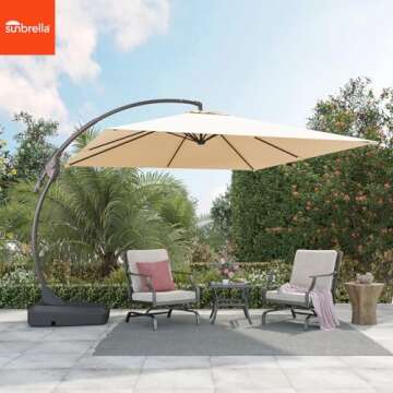Grand patio 10X10 FT Sunbrella Offset Umbrella with Base - Elegant Shade Solution