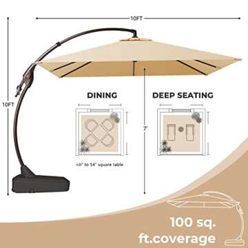 Grand patio 10X10 FT Offset Umbrella for Outdoor Shade