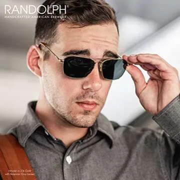 Randolph USA | Intruder Rectangular Classic Aviator Sunglasses for Men Non-Polarized 100% UV