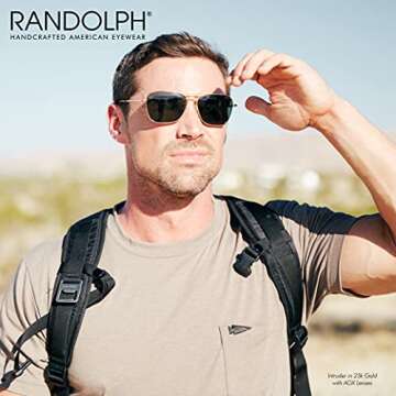 Randolph USA | Intruder Rectangular Classic Aviator Sunglasses for Men Non-Polarized 100% UV