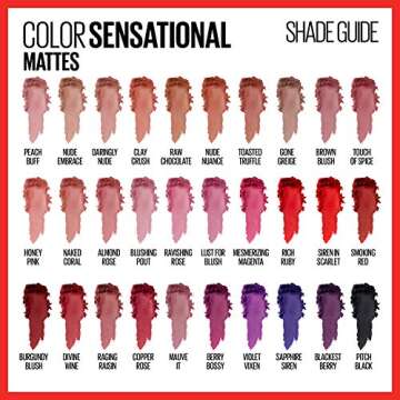 Maybelline Color Sensational Lipstick, Lip Makeup, Matte Finish, Hydrating Lipstick, Nude, Pink, Red, Plum Lip Color, Almond Rose, 1 Count