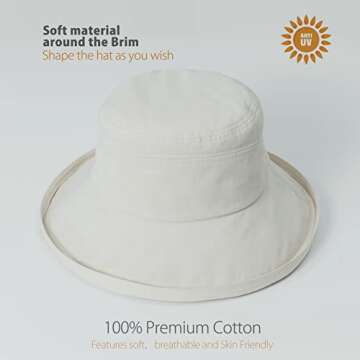 Stylish 100% Cotton Women Sun Hat for Sun Protection