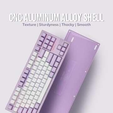 EPOMAKER x Feker Galaxy80 Gaming Keyboard, Aluminum Alloy Wireless Mechanical Keyboard, BT5.0/2.4G/USB-C Gasket-Mounted Keyboard, Hot Swappable, NKRO Creamy Keyboard (Purple, Marble White Switch)