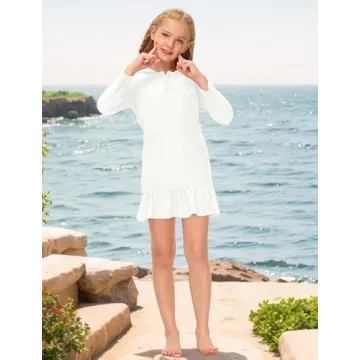 BesserBay Girls Swim Cover Up Long Sleeve Ruffle Hem