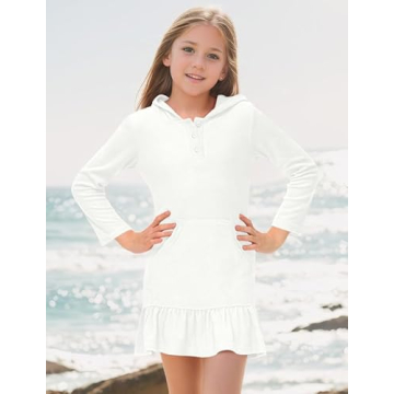 BesserBay Girls Swim Cover Up Long Sleeve Ruffle Hem