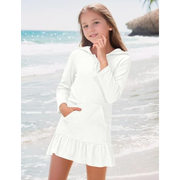BesserBay Girls Swim Cover Up Long Sleeve Ruffle Hem