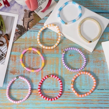 Yowivon Colorful Handmade Stretch Bracelets Set for Women