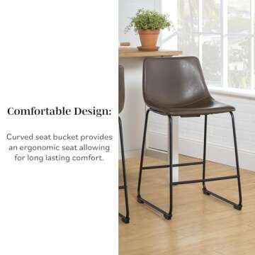 Stylish Walker Edison Faux Leather Counter Chairs Set