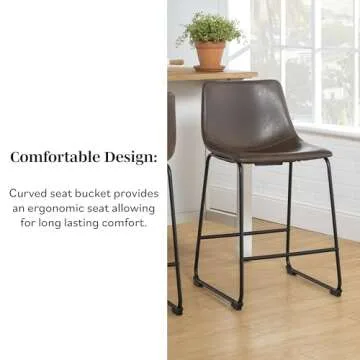 Stylish Walker Edison Faux Leather Counter Chairs Set