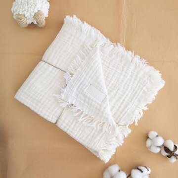 100% Cotton Muslin Unisex Baby Cover, 4-Layers, 110 * 120 cm, Swaddle Blanket for Newborn Babies, Ne...