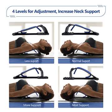 RESTCLOUD Neck Stretcher for Neck Pain Relief, Upper Back and Shoulder Relaxer for Muscle Relax and Spine Alignment, Cervical Traction Device Adjustable 4 Level Pink