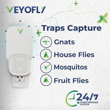 VEYOFLY Fly Catcher Indoor, Fly Trap Indoor, (4 Device + 12 Refills) Fruit Fly Traps for Indoors, Gn...