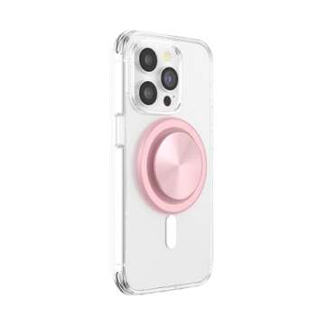 PopSockets Phone Grip with Expanding Kickstand, Compatible with MagSafe, Adapter Ring for MagSafe Included, Wireless Charging Compatible - Aluminium Pink
