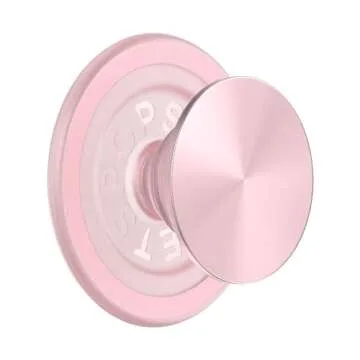 PopSockets Phone Grip with Expanding Kickstand, Compatible with MagSafe, Adapter Ring for MagSafe Included, Wireless Charging Compatible - Aluminium Pink