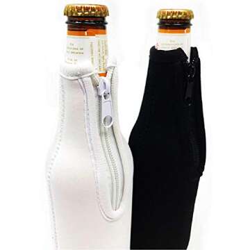 Mr. & Mrs. Beer Bottle Cooler Sleeves Black & White Gift Set 2 Pack - Perfect for Wedding, Bridal Shower, Engagement Party & So Much More.