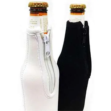 Mr. & Mrs. Beer Bottle Cooler Sleeves Black & White Gift Set 2 Pack - Perfect for Wedding, Bridal Shower, Engagement Party & So Much More.