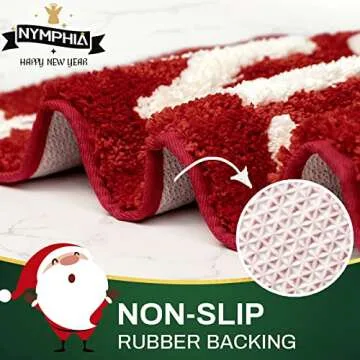 Nymphia Christmas Bath Mat, Christmas Bathroom Decor, Red Bathroom Rugs, Extra Soft and Absorbent Cute Holiday Decorative Bath Rugs Non-Slip Machine Washable 20 x 32 Inch