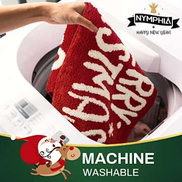 Nymphia Christmas Bath Mat, Christmas Bathroom Decor, Red Bathroom Rugs, Extra Soft and Absorbent Cute Holiday Decorative Bath Rugs Non-Slip Machine Washable 20 x 32 Inch