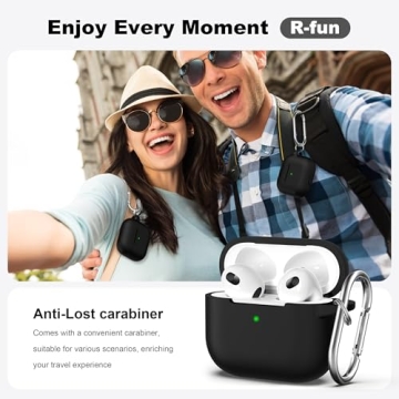 R-fun Compatible with AirPods 3 Case Cover, Silicone Protective Accessories Skin with Keychain