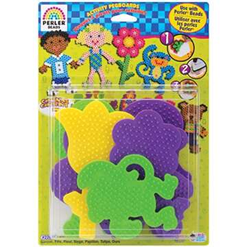 Perler 22645 Fuse Bead Pegboards 7-Pack-Boy/Girl/Bear/Monkey/Butterfly/2 Flowers
