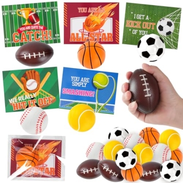 Labrostar Valentines Day Gifts for Kids 30Pack Valentines Cards With Sports Squeeze Balls Valentines...