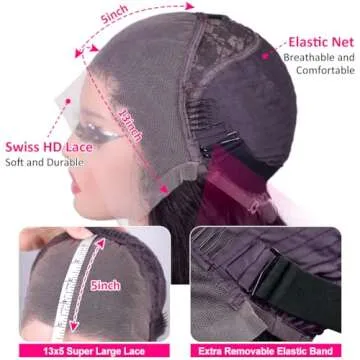 Wingirl 220 Density HD Lace Front Wigs Human Hair Pre Plucked 13x5 Transparent Body Wave Lace Frontal Wig with Baby Hair 12A Glueless Human Hair Wigs for Women Black Color 24 Inch