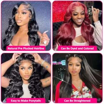 Wingirl 220 Density HD Lace Front Wigs Human Hair Pre Plucked 13x5 Transparent Body Wave Lace Frontal Wig with Baby Hair 12A Glueless Human Hair Wigs for Women Black Color 24 Inch