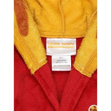 Daniel Tiger Toddler Boys Girls Hooded Plush Fleece Bathrobe Robe with Ears (3T, Red/Gold)