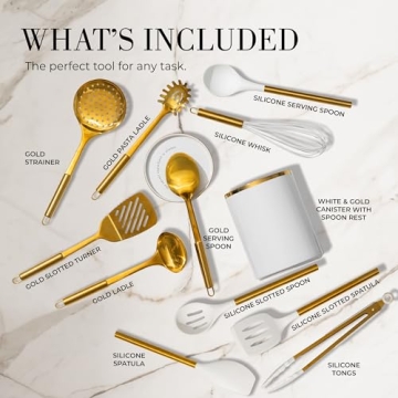 Styled Settings White and Gold Cooking Utensils Set - 13-Piece
