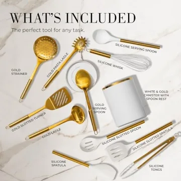 Styled Settings White and Gold Cooking Utensils Set - 13-Piece
