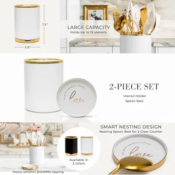 Styled Settings White and Gold Cooking Utensils Set - 13-Piece