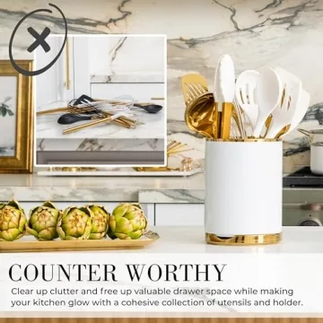 Styled Settings White and Gold Cooking Utensils Set - 13-Piece