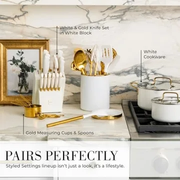 Styled Settings White and Gold Cooking Utensils Set - 13-Piece