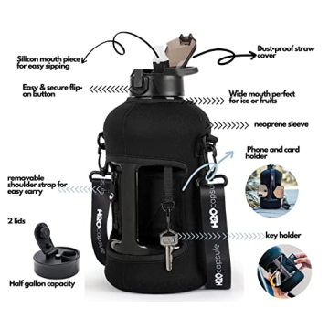 H2O Capsule 2.2L Large Water Bottle with Storage Sleeve