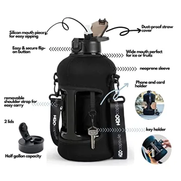 H2O Capsule 2.2L Large Water Bottle with Storage Sleeve