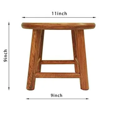 CONSDAN Kids Stool, Milking Stool, USA Grown Oak, Plant Stand, Handcrafted Solid Wood Stool, 9" Low Stool, Round Step Stool, Wooden Stool for Kids, Small Short Stool, Shoe Changing Stool(Chocolate)