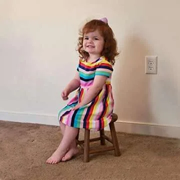 CONSDAN Kids Stool, Milking Stool, USA Grown Oak, Plant Stand, Handcrafted Solid Wood Stool, 9" Low Stool, Round Step Stool, Wooden Stool for Kids, Small Short Stool, Shoe Changing Stool(Chocolate)