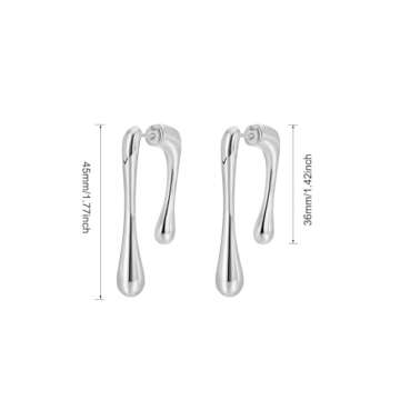 Silver Drop Earrings for Women Trendy Dangle Earrings Waterdrop Silver Statement Earrings Mismatched Asymmetrical Earrings Women