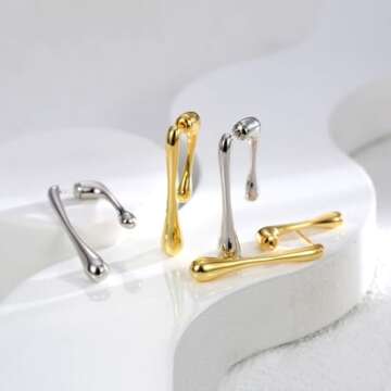 Silver Drop Earrings for Women Trendy Dangle Earrings Waterdrop Silver Statement Earrings Mismatched Asymmetrical Earrings Women