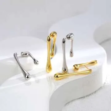 Silver Drop Earrings for Women Trendy Dangle Earrings Waterdrop Silver Statement Earrings Mismatched Asymmetrical Earrings Women