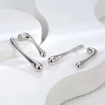 Silver Drop Earrings for Women Trendy Dangle Earrings Waterdrop Silver Statement Earrings Mismatched Asymmetrical Earrings Women