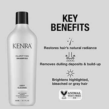 Kenra Clarifying Shampoo | Deep Cleansing | Color-Safe Formula | Removes Dulling Deposits & Product Build Up | Brightens Highlighted, Bleached, or Gray Hair | All Hair Types | 10.1 fl. Oz