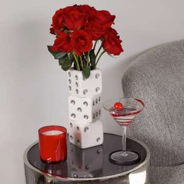 Reimagine Discovery White & Silver Triple Dice Vase - Retro Maximalist Decor