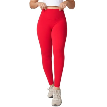 UNISSU Hugcurve No Front Seam High Waisted Leggings - Buttery Soft Yoga Pants - 28'' Aurora Red