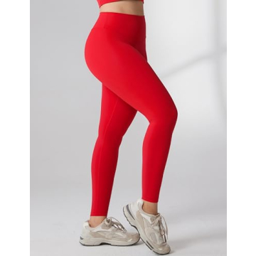 High Waisted Soft Workout Leggings for Women in Red