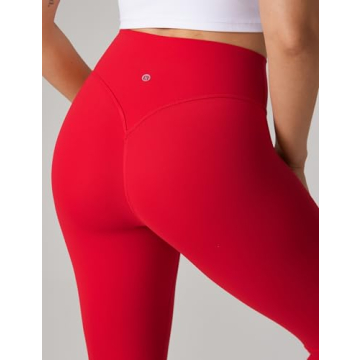 High Waisted Soft Workout Leggings for Women in Red