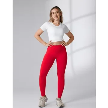High Waisted Soft Workout Leggings for Women in Red