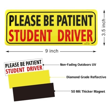 JUSTTOP 3pcs Student Driver Magnet Set - Safety Warning Stickers
