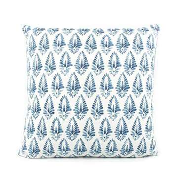 Agave Blue Aqua White Block Print Pillow Cover for Home