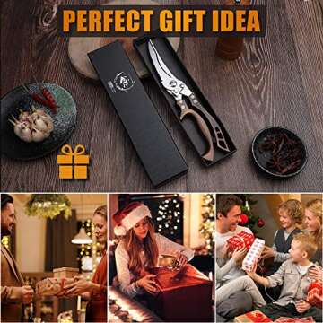 Heavy Duty Poultry Shears with Serrated Edge - For Chicken, Bone, Meat, Turkey, Fish - No Rust, Spring Loaded, Stainless Steel Kitchen Scissors